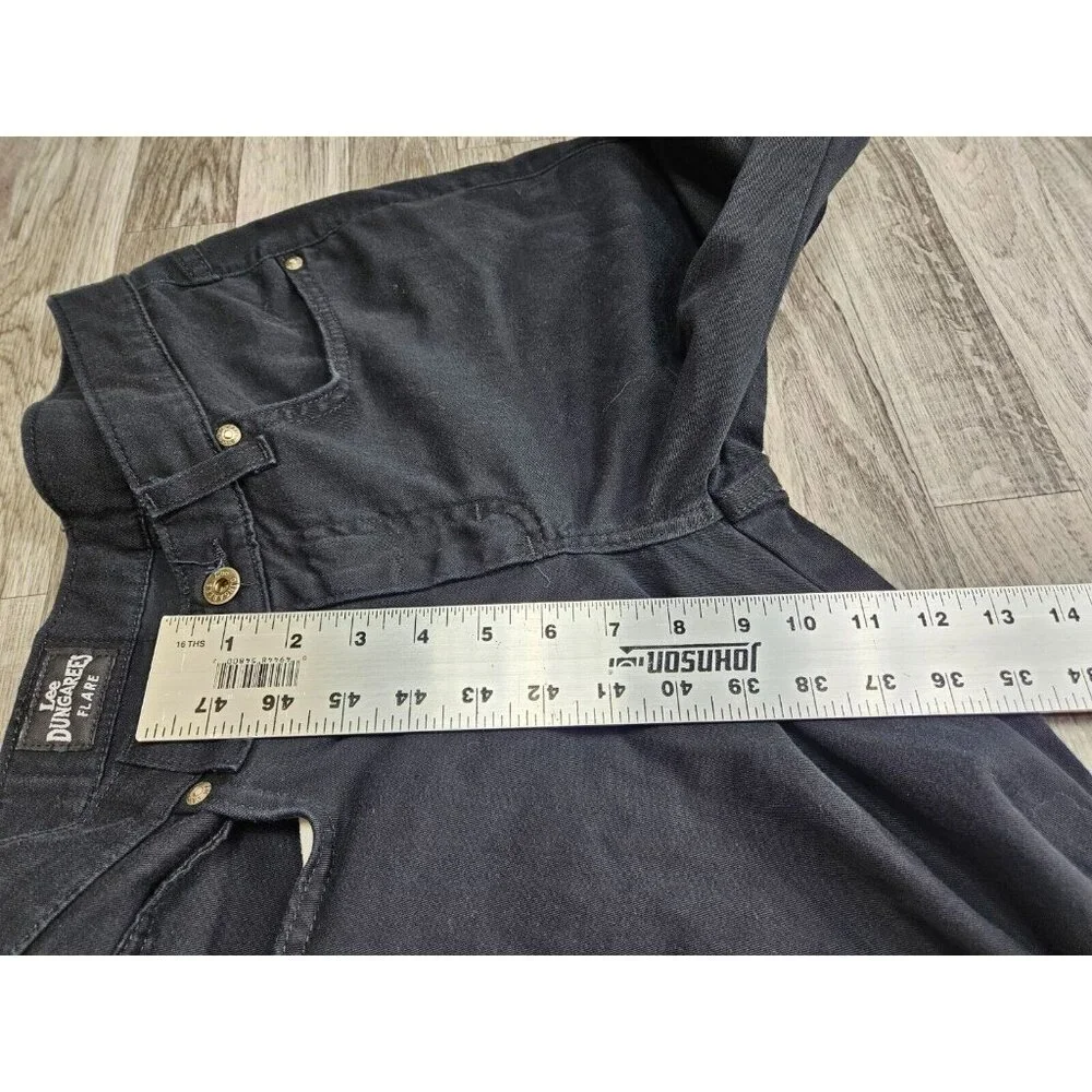 (3/$35) Lee Dungarees Juniors Size 7 Flare Pockets Black Denim Jeans - Picture 10 of 11